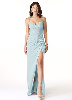 Azazie Reneya Bridesmaid Dresses Mist Mermaid Bow Mesh Dress image1