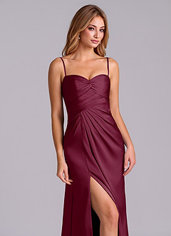 Azazie Sabrine Final Sale Mulberry A-Line Sweetheart Neckline Stretch Satin Dress image6