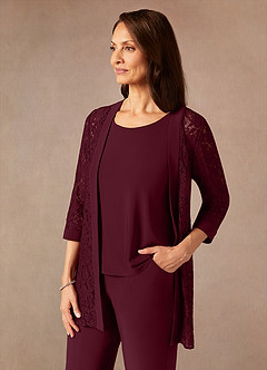 Azazie Mamrie Abiti per la Madre della Sposa Abito Tuta Pantaloni in Pizzo Cabernet image9