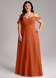 Azazie Marley Brautjungfernkleider Wandelbar A-Linie Schulterfrei Chiffon Kleid Gebranntes Orange image11