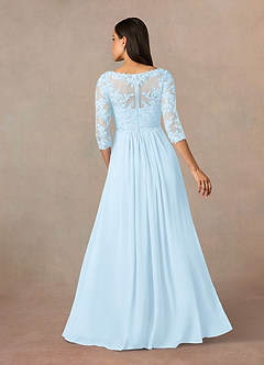 Azazie Hayek Mother of the Bride Dresses Sky Blue A-Line V-Neck Lace Chiffon Dress image4