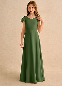 Azazie Nari Junior Formal Flower Girl Klänningar Klä A-Line i Chiffong med ärmar image5