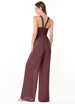 Azazie Berdie Jurken voor bruidsmeisjes Jumpsuit van Chiffon Houder Sangria image4