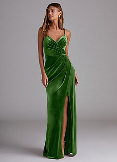 Azazie Maci Bridesmaid Dresses Ivy Sheath Pleated Velvet Dress image4