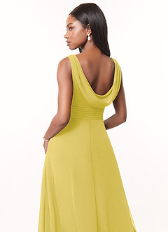 Azazie Karina Bridesmaid Dresses Canary A-Line Pleated Chiffon Dress image4