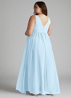 Azazie Yetta Maternity Bridesmaid Dresses A-Line V-Neck Gathered Chiffon Floor-Length Dress image11