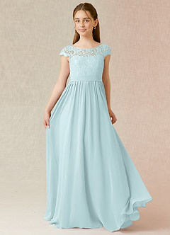 Azazie Silvermist Junior Mist A-Line Pleated Chiffon Dress image1