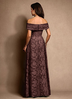 Azazie New Britain Abiti per la Madre della Sposa Abito A-Line in Burnout Floreale Plissettato Espresso image3