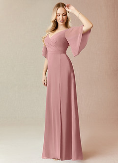 Azazie Cierra Bridesmaid Dresses Dusty Rose A-Line V-Neck Chiffon Dress image4