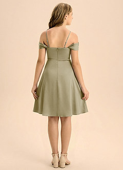 Azazie Anselie Junior Klä av A-Line i Stretch Satin Plisserad image2