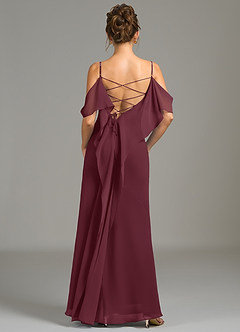 Azazie Kinu Robes de demoiselle d'honneur Robe Sirène en Mousseline de soie Corset Cabernet image6