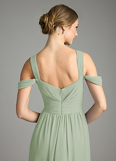Azazie Lianne Bridesmaid Dresses Dusty Sage A-Line Off the Shoulder Chiffon Dress image6