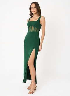 Lucia Emerald Green Lace Corset Maxi Dress image4