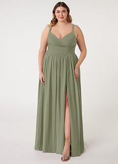 Azazie Chanel Bridesmaid Dresses Pistachio A-Line Pleated Chiffon Dress image8