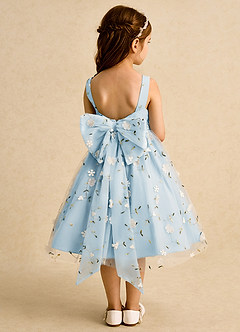 Azazie Bean Flower Girl Dresses Sky Blue Ball-Gown Sleeveless Tulle Dress image2
