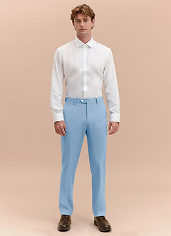 front James Sky Blue Structured Stretch Dress Pants