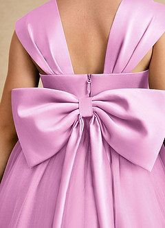 Azazie Chickadee Robe Demoiselle D'honneur Fillette Robe Princesse en Mat Satiné Encolure en Forme de Cœur Rose Bonbon image6
