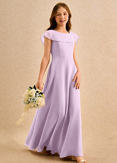 Azazie Kittie Girls Formal Robe Demoiselle D'honneur Fillette Robe Trapèze en Mousseline de soie Frostiges Flieder image4