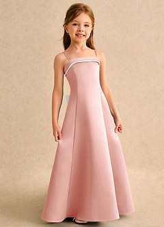 Azazie Izel Girls Formal Flower Girl Klänningar Klä A-Line i Matt satäng Plisserad image3