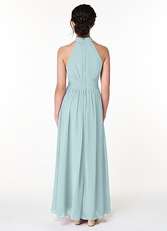 Azazie Iman Junior A-Linie Plissee Chiffon Kleid Nebel image2