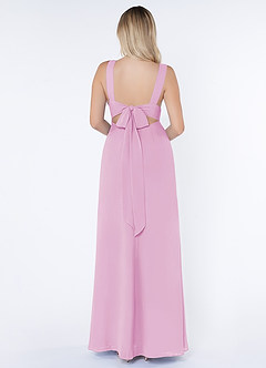 Azazie Christiana Bridesmaid Dresses Candy Pink A-Line V-Neck Pleated Chiffon Dress image2