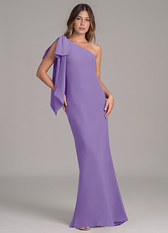 Azazie Capri Robes de demoiselle d'honneur Robe Trapèze en Mousseline de soie Une épaule Tahiti image1