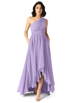 Azazie Mathilda Bridesmaid Dresses Lilac A-Line One Shoulder Chiffon Dress image1