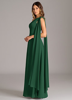 Azazie Tella Kleider zum Anprobieren zu Hause A-Linie One-Shoulder Chiffon Kleid Dunkelgrün image5