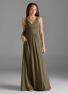 Azazie Farren Junior Blushing Pink A-Line Pleated Chiffon Dress image3