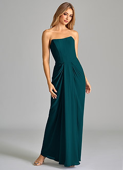 Azazie Anaïs Bridesmaid Dresses Pine Sheath Strapless Chiffon Dress image4