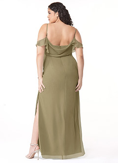 Azazie Emeralda Abiti da Damigella Abito Tubino in Chiffon a Spalla Scoperta Verde Muschio image8