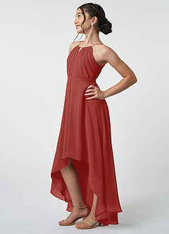 Azazie Oaklynn Junior Terracotta A-Line Pleated Chiffon Dress image4