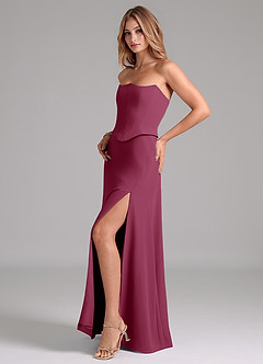 Azazie Jenilyn Bridesmaid Dresses Mulberry A-Line Strapless Chiffon Dress image5