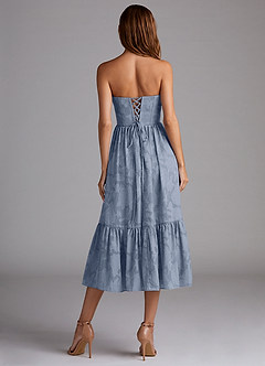 Delphina Powder Blue Lace-up Back Midi Dress image2