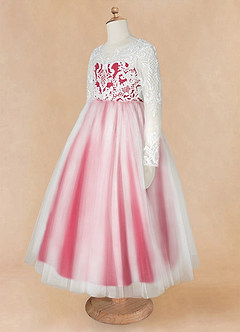 Azazie Elodie vestidos de niña de las flores Vestido de Marfil Escarlata de Encaje de Princesa image12