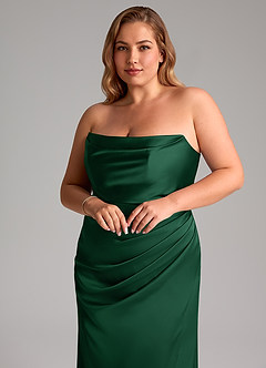 Azazie Leonis Bridesmaid Dresses Dark Green Mermaid Pleated Stretch Satin Convertible Dress image11