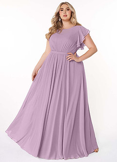 Azazie Daphne Modest Bridesmaid Dresses A-Line Ruffled Chiffon Floor-Length Dress image7