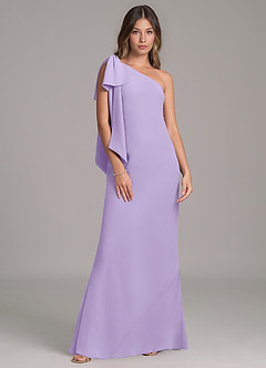 Azazie Capri Bridesmaid Dresses Lilac A-Line One Shoulder Chiffon Dress image6