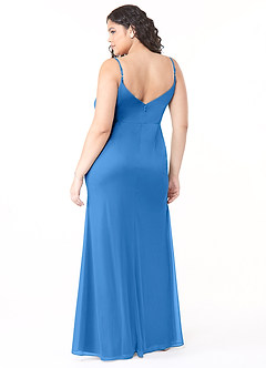 Azazie Deandra Bridesmaid Dresses Blue Jay Mermaid Pleated Mesh Dress image7
