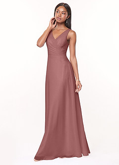 Azazie Nala Bridesmaid Dresses Desert Rose A-Line Pleated Chiffon Dress image3