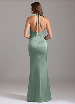 Azazie Valerie Bridesmaid Dresses Agave Mermaid Pleated Stretch Satin Dress image2