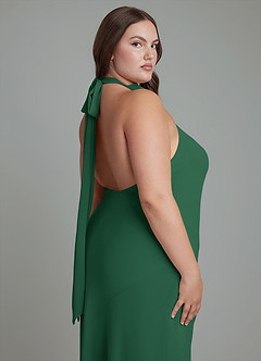 Azazie Velli Bridesmaid Dresses Dark Green Mermaid High Neck Chiffon Dress image14