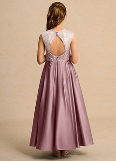 Azazie Candy Girl Jurken voor bloemenmeisjes Baljurk Jurk van Mat Satijn Boog Stoffige Roos image3