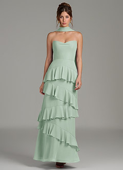 Azazie Imani Bridesmaid Dresses Agave A-Line Ruched Chiffon Dress image1