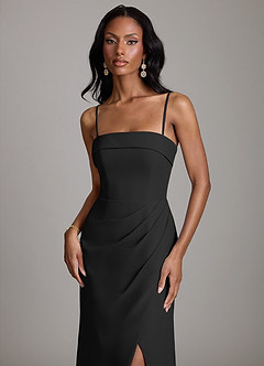 Azazie Aretha Bridesmaid Dresses Black A-Line Strapless Chiffon Dress image3