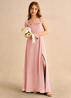 Azazie Chip Girls Formal Flower Girl Dresses Rosette A-Line Sleeveless Chiffon Dress image5