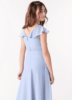 Azazie Posie Junior Ice A-Line Ruched Chiffon Dress image6
