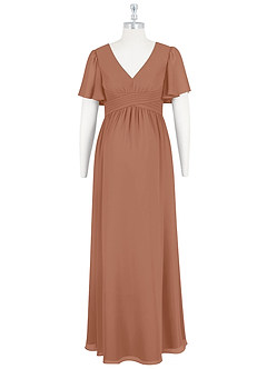 Azazie Verna Brautjungfernkleider für Schwangere A-Linie V-Hals Gerüscht Chiffon Bodenlänge Kleid image7