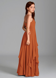 Azazie Karan Junior Abito A-Line in Chiffon Cannella image6