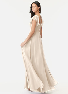 Azazie Bondi Bridesmaid Dresses White Alabaster A-Line Ruffled Chiffon Dress image5
